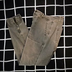 Green denim skinny pants